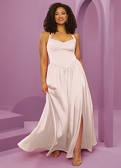 Barbie ♥ Azazie Bridesmaid Dresses Blushing Pink A-Line with Pockets Stretch Satin Dress image10