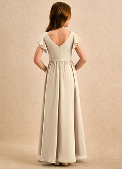 Azazie Milly Girls Formal Flower Girl Dresses Champagne A-Line Pleated Chiffon Dress image2