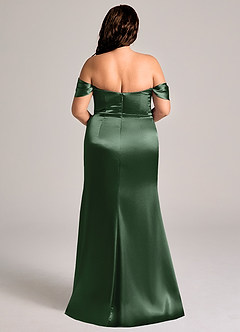 Azazie Saige Bridesmaid Dresses Eucalyptus Sheath Off the Shoulder Metallic Satin Convertible Dress image10