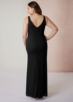 Azazie Leandra Bridesmaid Dresses Black Mermaid V-Neck Pleated Mesh Dress image9