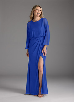 Azazie Ysabella vestidos de madre de la novia Vestido de Azul Real de Malla de Sirena con Plisado image3