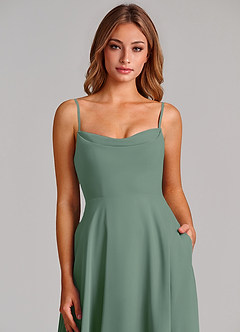 Azazie Elle Brautjungfernkleider A-Linie Plissee Chiffon Kleid Eukalyptus image6