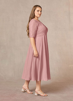 Azazie Dorothea Final Sale Dusty Rose A-Line Scoop lace Chiffon Dress image8