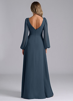 Azazie Liah Robes de demoiselle d'honneur Robe Trapèze en Mousseline de soie Manche longue Neptune image6