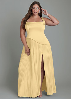 Azazie Stephanie Bridesmaid Dresses Butter A-Line Pleated Stretch Satin Dress image7