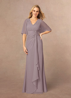 Azazie Carson Mother of the Bride Dresses Dusk A-Line V-Neck Lace Chiffon Dress image1