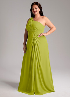 Azazie Brooke Bridesmaid Dresses Lemongrass A-Line One Shoulder Chiffon Dress image11