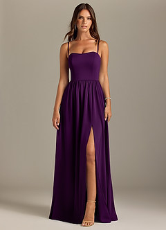 Azazie Calianna Bridesmaid Dresses Grape A-Line Off the Shoulder Stretch Satin Convertible Dress image9