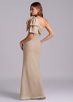 Azazie Yuanna Bridesmaid Dresses Taupe Mermaid One Shoulder Chiffon Dress image6