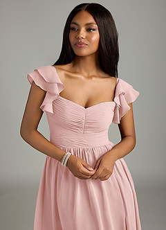 Azazie Anaya Bridesmaid Dresses Powder Pink A-Line Sweetheart Neckline Chiffon Dress image6