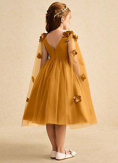 Azazie Staria Flower Girl Dresses Butterscotch Ball-Gown Ruched Tulle Dress image9