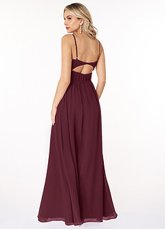 Azazie Yanelie Bridesmaid Dresses Cabernet A-Line Scoop Pleated Chiffon Dress image8
