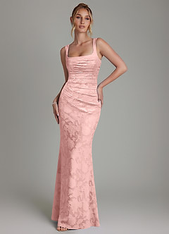Azazie Agustina Bridesmaid Dresses Powder Pink Mermaid Corset Floral Burnout Dress image1
