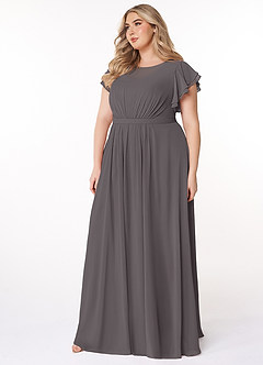 Azazie Daphne Modest Bridesmaid Dresses A-Line Ruffled Chiffon Floor-Length Dress image8