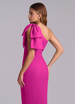 Azazie Yuanna Bridesmaid Dresses Fuchsia Mermaid One Shoulder Chiffon Dress image8