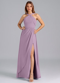 Azazie Mianna Bridesmaid Dresses Wisteria A-Line Pleated Chiffon Dress image4