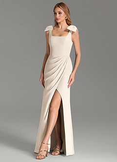 Azazie Adalynn Bridesmaid Dresses White Alabaster Mermaid Pleated Chiffon Dress image5