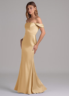 Azazie Miley 신부 들러리 드레스 인어 오프 더 숄더 스트레치 새틴 바닥 길이 드레스 image4