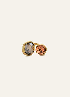 front Open Toi et Moi Bezel Gemstone Ring