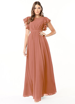 Azazie Daphne vestidos de dama de honor modestos Vestido de Corte En A Volantes Hasta el suelo Gasa image1