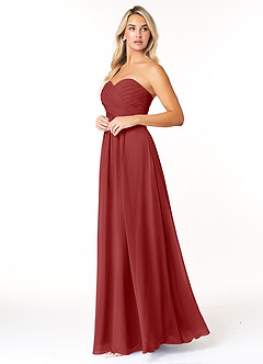 Azazie Yazmin Bridesmaid Dresses Rust A-Line Sweetheart Neckline Chiffon Convertible Dress image3
