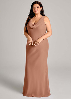 Azazie Rylina Vestidos de damas de honor Vestido de Bronceador de Gasa de Corte Sirena con Plisado image9