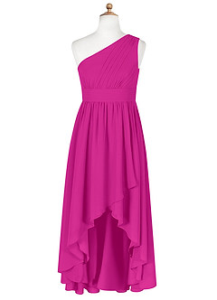 Azazie Mathilda Junior A-Linie Plissee Chiffon Kleid Fuchsia image5