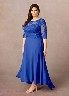 Azazie Monza Mother of the Bride Dresses Royal Blue A-Line Lace Chiffon Dress image8