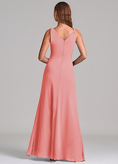 Azazie Nerine Brudtärnklänningar Klä av A-Linje i Chiffong Plisserad Korall image5