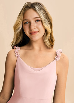 Azazie Elodie Junior Powder Pink A-Line Chiffon Dress image2