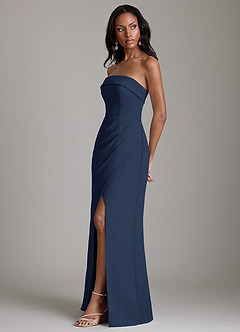 Azazie Aretha Bridesmaid Dresses Dark Navy A-Line Strapless Chiffon Dress image6