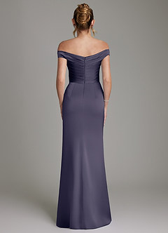 Azazie Teyana Bridesmaid Dresses Stormy Sheath Off the Shoulder Stretch Satin Dress image7