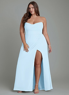 Azazie Johana Abiti da Damigella Abito Convertibile Sirena in Chiffon Spalle Scoperte Azzurro image16