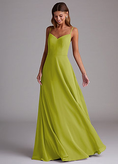 Azazie Marley Bridesmaid Dresses Lemongrass A-Line Off the Shoulder Chiffon Convertible Dress image5