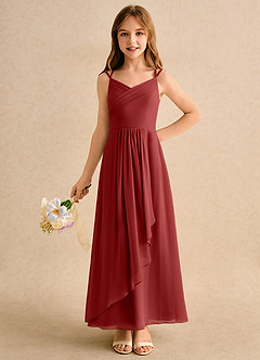 Azazie Zaida Girls Formal vestidos de niña de las flores Vestido Óxido de Gasa de Corte en A con Plisado image3