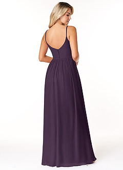 Azazie Rayna Bridesmaid Dresses Plum A-Line V-Neck Pleated Chiffon Dress image2