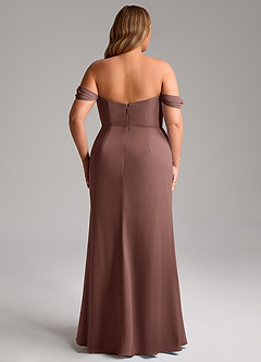 Azazie Saige Bridesmaid Dresses Espresso A-Line Off the Shoulder Chiffon Convertible Dress image15