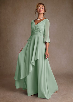 Azazie Eire Kleider für die Brautmutter A-Linie Plissee Chiffon Kleid Agave image3