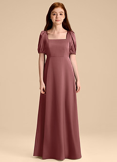 Azazie Briar Junior Robe Trapèze en Satin extensible Arc Améthyste image7