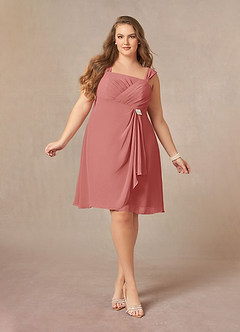 Azazie Olivia Mère de la mariée Robes Robe Trapèze en Mousseline de soie Encolure carrée plissée Antique Rose image9