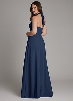 Azazie Irina Bridesmaid Dresses Dark Navy A-Line Pleated Chiffon Dress image6