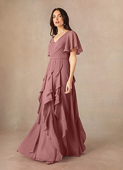 Azazie Watson Mother of the Bride Dresses Desert Rose A-Line V-Neck Chiffon Dress image2