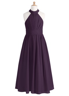 Azazie Iman Junior Plum A-Line Pleated Chiffon Dress image6