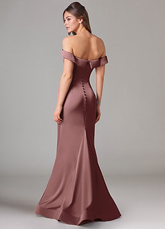 Azazie Everly Bridesmaid Dresses Vintage Mauve Mermaid Off the Shoulder Stretch Satin Convertible Dress image5