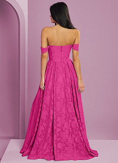 Barbie ♥ Azazie Bridesmaid Dresses Barbie Pink A-Line Off the Shoulder Floral Burnout Convertible Dress image2