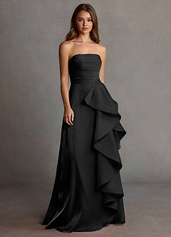 Kalista Black Satin Faced Chiffon Prom Dress image3