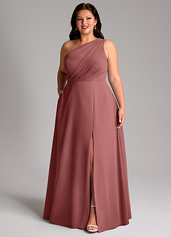 Azazie Phaedra Jurken voor bruidsmeisjes Jurk van Chiffon met A-Lijn One-Shoulder Amethist image12