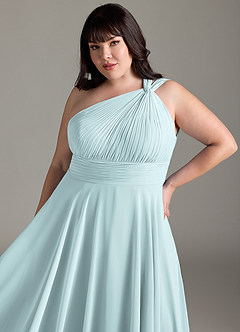 Azazie Charlize Bridesmaid Dresses Mist A-Line One Shoulder Chiffon Dress image12