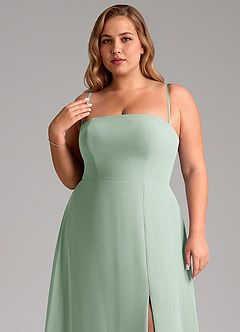 Azazie Wren Bridesmaid Dresses Agave A-Line Side Slit Chiffon Convertible Dress image11