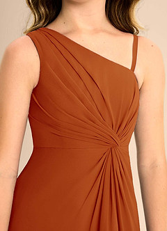 Azazie Brooke Junior Paprika A-Line Side Slit Chiffon Dress image7